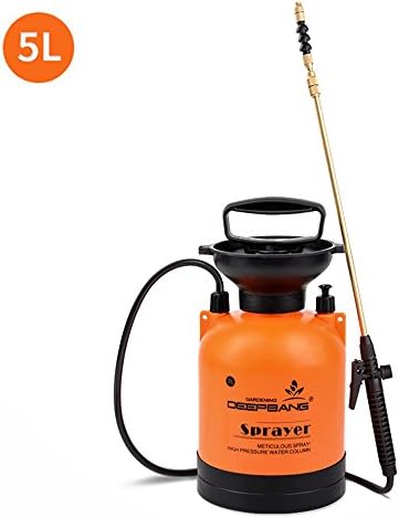 Dugoo Hand Pressure Sprayer For Garden Hose Nozzles High Pressure Irrigation Washing Agricultural Gardening Tool Car Wash Watering Lawn Pets,Orange,5L+Coppertelescopicboom