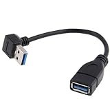 HAWORTHS USB 3.0 Right Angle 90 degree Extension Cable Male to Female Adapter Cord, Length: 15cm