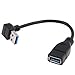 BLUECELL USB 3.0 Right Angle 90 Degree Extension Cable Male to Female Adapter Cord, Length: 15cm