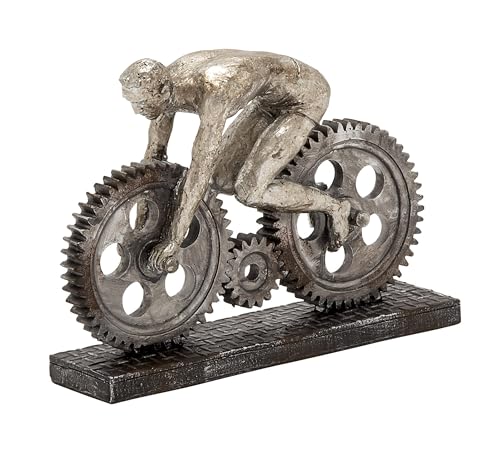 Deco 79 Polystone People Sculpture with Bike, 10
