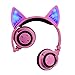 Cat Ear Headphones, DICEKOO Wireless Bluetooth Headset Flashing Glowing Cosplay Fancy LED Light USB Charger Earphone for iPhone 7/6s/iPad/Fire 7,Android Phone, Macbook (Pink)