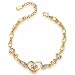O4U Heart Shape Genuine Austrian Crystals Love You Gold Plating Bracelet Elegant Gifts for Women Girls Fashion Jewelry(gold)