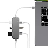 Purgo USB C Hub, Aluminum Multi-Port Adapter Type-C Hub with 4K HDMI, 3 USB 3.0 Ports, SD/Micro Card Readers and Type-C Charging Port for 2016/2017 MacBook Pro and Macbook(Space Grey)