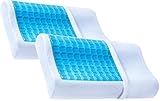 2 Pack - PharMeDoc Contour Memory Foam Pillow w/ Cooling Gel Technology - Orthopedic Curved Support Pillow Design for Maximum Comfort and Pain Relief - Hypoallergenic Material - Removable Pillow Cover