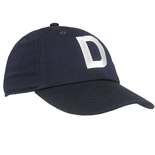 Tiny Expressions Toddler Boys’ and Girls' Navy Embroidered Initial Baseball Hat Monogrammed Cap (D, 6-10yrs)