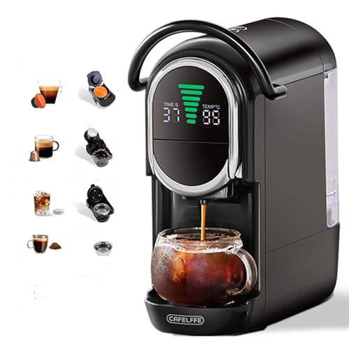 Cafelffe MK-609S 19 Bar Espresso Machine 4 In 1 Coffee Maker For Nes original/DG Capsules/Coffee Powder/44mm ESE Pod, Cold/Hot Brew,Adjustable 7 Brew Size,Black