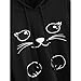 Ankola Womens Teen Girls Cute Cat Ear Hooded Sweatshirt Cat Print Pullover Hoodie (M, Black)