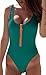 MERCHAM Women Sexy Zipper Front Low Back High Cut One Piece Swimsuit Bathing Suit Army Green XL
