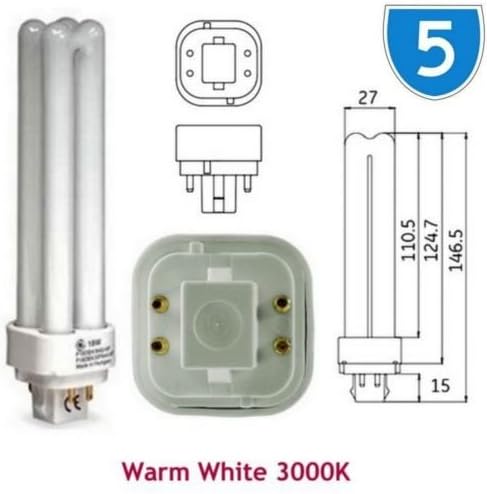 5X GE 12866 biax D/E 18w Low Energy Saving 4 PIN Warm White G24q-2 4P 3000k PLC PL Bulbs Lamp Bulb F18DBX/SPX30/830/4P