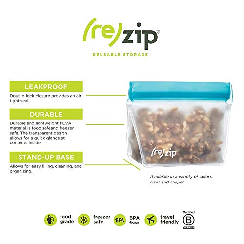 rezip Stand-Up 1-Cup/8-ounce Leakproof Reusable Storage Bag 5-Pack (Multi-Color) - //coolthings.us