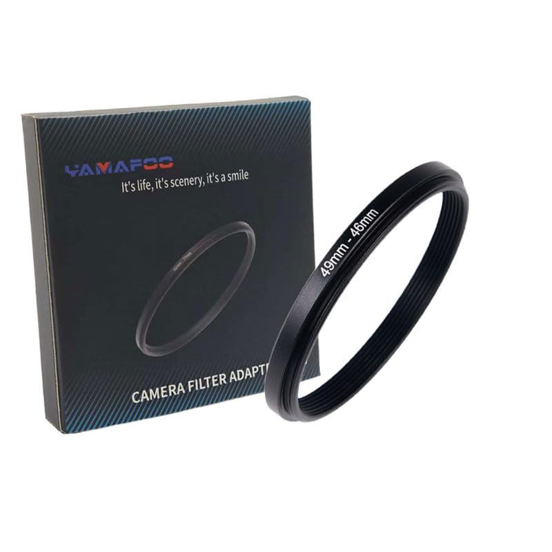 Photo 1 of YAMAFOO 49mm to 46mm Step-Up Ring/Step Down Rings Filter Adapter for All Brands UV ND CPL Metal Ring Step-Up Rings Adapter Filter,Black (49-46)
