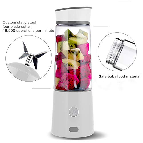 Portable Blender USB Rechargeable -TTLIFE MACARON Personal Blender for Shakes and Smoothies, Mixer Juice Cup Single Serve, Smalle Travel Blender Multifunctional with 5200mAh Battery for Travel Personal,Juice,Baby Food-White