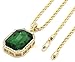 Mens 14k Gold Plated Green Ruby Octagon Hip Hop Pendant with 3mm 24