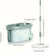 SWISSPACK Revolving Spin Mop Bucket White Pads Bundle Telescopic Handle view 6