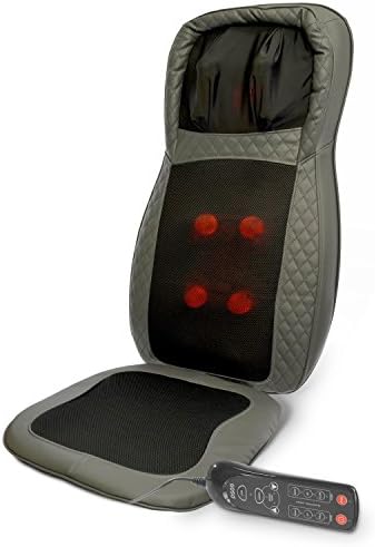 GOSO Shiatsu Massage Seat Cushion with Heat Portable and Attaches to Chair at Home or Office for Neck/Back Kneading