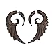 UMBRELLALABORATORY Tribal Organics Earrings Wooden Tropical Feathered Style Fake Gauges