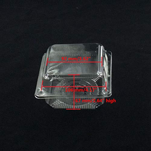 FidgetFidget Plastic 4" Square Food Take Out Clam-Shell Container Cake Cookie S-32 60PC BOPS