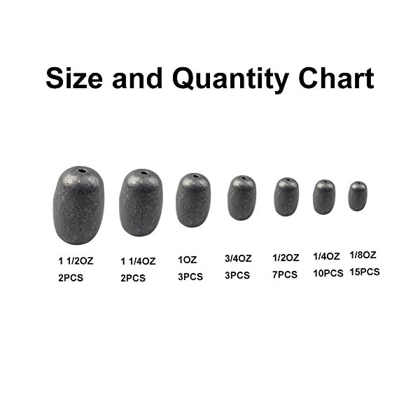 Shaddock-Fishing-42pcsbox-Assorted-Size-Egg-Fishing-Sinker-Weights-Kit-Saltwater-Fishing-Weights-Total-186OZ-in-A-Handy-Box