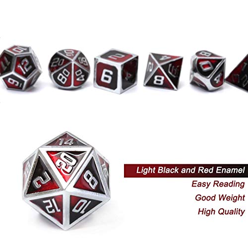 REDSUN D&D Metal Dice,RPG Dice Set,Polyhedral Solid Enamel Zinc Alloy ,New Font,for Role Playing Game Dungeons and Dragons (Dark God)