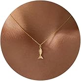 BSGRL Gold Necklace for Women- 14K Gold Plated Dainty Cross Flower Bow Italian Horn Animal Boot Sea Beach Necklace for Women