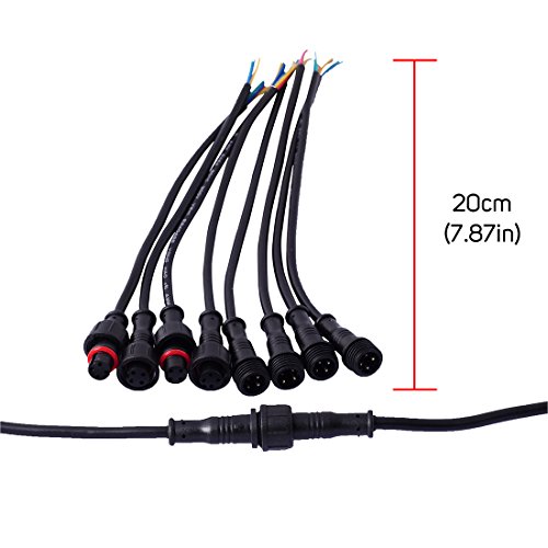 BTF-LIGHTING 5pairs 4 Core 4pin Black Plastics Waterproof IP65 led connctor for Strip Light Male Female 40cm/Pair Applicable 0.2mm² 15mm nut