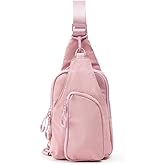 VAKAER Small Sling Bag for Women, Small Crossbody Bags with Adjustable Straps, Lightweight Chest Bag Casual Daypack Backpacks for Travel Hiking (Pink)