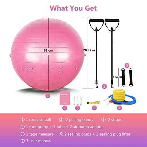 PACEARTH Exercise Ball, 65cm Thick Yoga Ball Chair,AntiSlip Stability