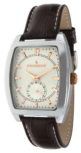 Peugeot Men's 2027 Two-Tone Watch with Embossed Leather Strap