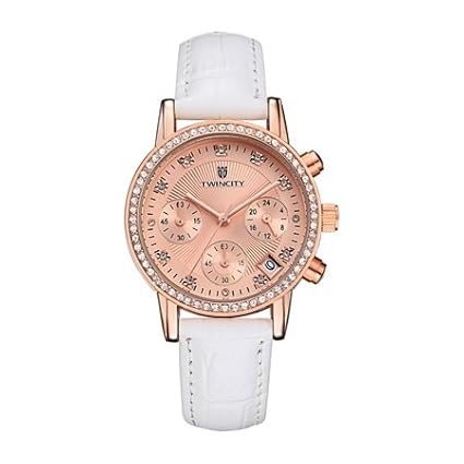 BAJEETA Chronograph Rhinestone Women Watch Ladies Quartz Leather Watch Girl Waterproof Fashion Genuine Six-Pin Red�
