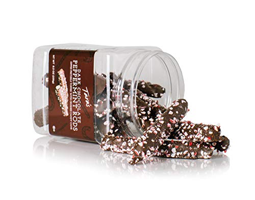 Tara's Handcrafted Gourmet Pretzel Rods, Dark Chocolate Dipped Peppermint Candy Coated