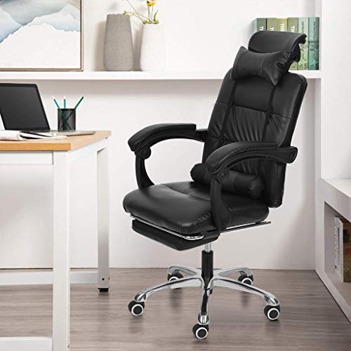 Samoii Ergonomic High-Back Reclining Executive Classic Leather Rolling Swivel Wheel Movable Adjustable Height Office Computer Desk Chair Gaming Chair with Armrest Footrest Headrest,USA