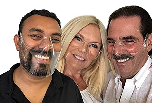 5PCS Transparent Durable Face Mask/Face Shield, Reusable, Clear & Visible, PET Cover Suitable for Restaurants, Hotels, Cake Shops, Bakeries (Transparent) (5PCS)