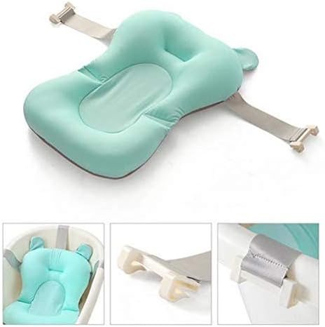Baby Bath Pad Mat, Floating Soft Newborn Bath Pillow/Lounger Newborn Bath Tub Air Cushion, Bath Support Baby Cushion Soft Anti-Slip Bath Seat 0-6 Month Infant Bath Pillow (Green)