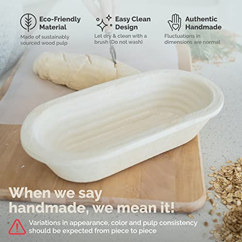 Bulka Oval Bread Proofing Basket Spruce Wood Pulp 750g Groove, Sourdough Bread Baking