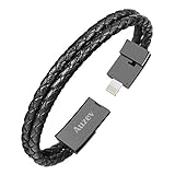 Auzev Charging Bracelets Cable Data Charger Cord Fashion Double Braided Leather Wrist Line (M(7.2"))