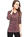 Allegra K Women's Cowl Neck Long Sleeves Buttons Decor Ruched Top Large Red