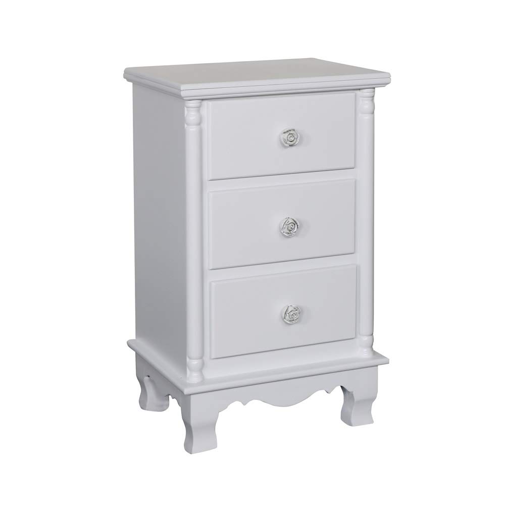Melody Maison White 3 Drawer Bedside Table Lila Range Amazon Co