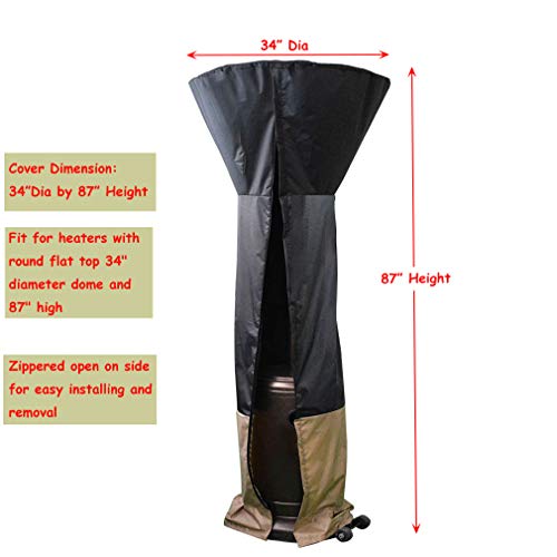 ProHome Direct Outdoor Round Patio Heater Cover Fits for Stand Up Round Dome Heaters, Weather Resistant Material, 34" D x 87" H