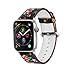 Amberwin Compatible for Apple Watch Band 38/40/42/44mm, Floral Pattern Printed Leather Replacement iWatch Wristband with Metal Buckle for iWatch Series5 4 3 2 1 Sport and Edition (Black+Red, 42/44mm) primary