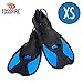 Snorkeling Swimming Fins size XS for Big Kids Youth Woman Boys Girls Age 8-12 Years Old, Thermoplastic Rubber Short Floating Training Fin for Scuba Diving Snorkel Watersport, Blue