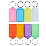 Uniclife 20 Pack Tough Plastic Key Tags with Split Ring Label Window, Assorted Colors