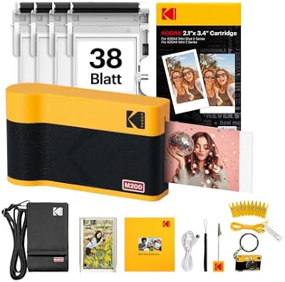 Mini 2 ERA 5x7,6cm Fotodrucker, Geschenkset mit 38 Blatt, Weiß/Schwarz/Gelb