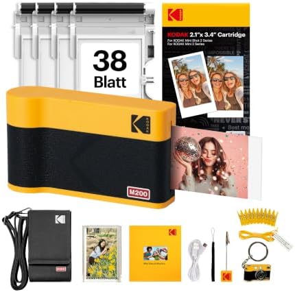 Mini 2 ERA 5x7,6cm Fotodrucker, Geschenkset mit 38 Blatt, Weiß/Schwarz/Gelb