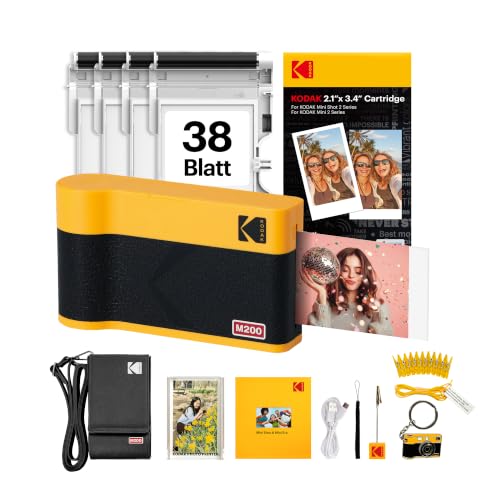 Mini 2 ERA 5x7,6cm Fotodrucker, Geschenkset mit 38 Blatt, Weiß/Schwarz/Gelb