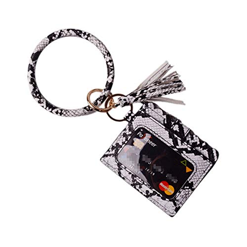 Lantintop Multifunctional Bangle Key Ring Card Holder PU Leather Round