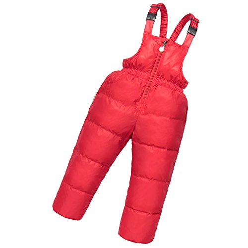 ZOEREA 2 Piece Unisex Kids Girls Snowsuit Hooded Puffer Jacket Snow Pants Red, Label XL/Age 3-4T