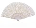 Amajiji Folding Hand Fans,Fashion Elegant Flower Rose Lace Chinese/Japanese Folding Fan (White)