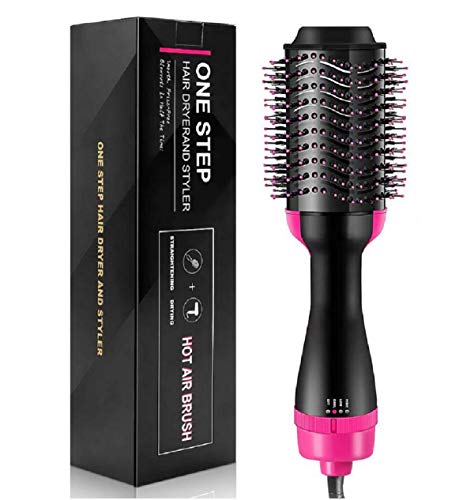 Hot Air Brush One Step Hair Dryer Volumizer Styler Brush,Hair Brush Straightener 2-in-1 Negative Ion Straightening Brush,Salon Reduce Frizz Styling Tools & Appliances Rose Gift for Women