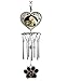 Pet Memorial - Garden Marker with Wind Chimes and Photo Frame- Black Wrought Iron Garden Stake and Windchime - Paw Prints on My Heart - Dog or Cat Loss Gift - Pet Memorial Gifts - 22.5