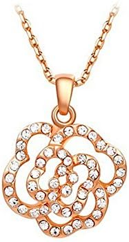 KaiSasi Women Rose Petals Inlaid White Gold Diamond Necklace